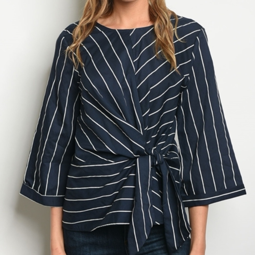 Navy Striped Top